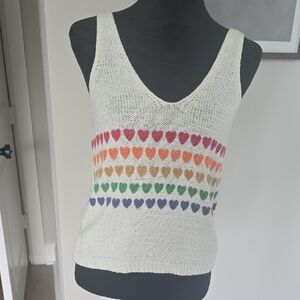 Moon & Madison Red and White Graphic Fitted Tank Top